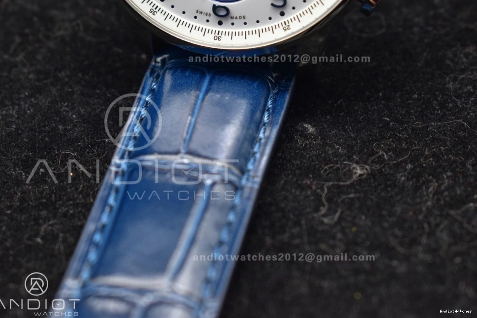 SmartChoice IW371620 White Blue A Blue Edition 1:1 ZF Portuguese Leather Dial on Chrono 1019 Strap Best 1224